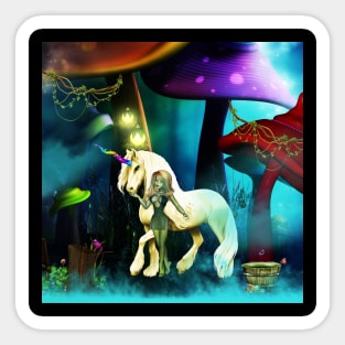 Unicorn in a mushroom forest Sticker